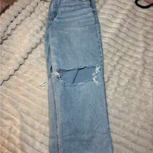 American Eagle Outfitters Stovepipe Light Blue Ripped Strigid Jeans